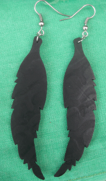 Inner Tube Feather Earrings – WOZWASTE - Main Image